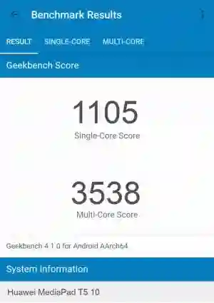 Huawei MediaPad T5 10 GeekBench 4 