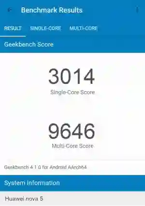 Huawei nova 5 GeekBench 4 