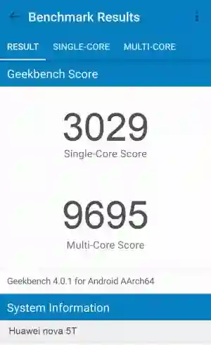 Huawei nova 5T GeekBench 4 