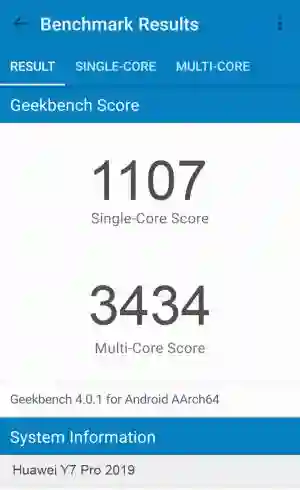 Huawei Y7 Pro 2019 GeekBench 4 