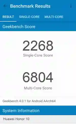Huawei Honor 10 GeekBench 4 