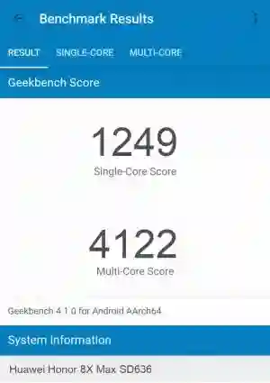 Huawei Honor 8X Max SD636 GeekBench 4 
