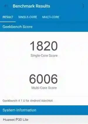 Huawei P30 Lite GeekBench 4 