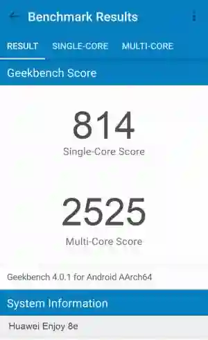 Huawei Enjoy 8e GeekBench 4 