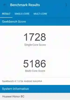 Huawei Honor 8C GeekBench 4 